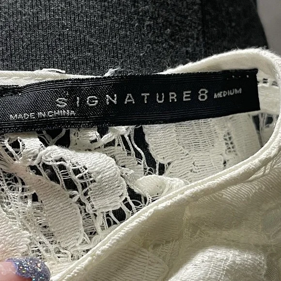 Signature‎ Eight White LACE LINED SLEEVELESS SUMMER DRESS SZ M F-124 - Picture 2 of 8